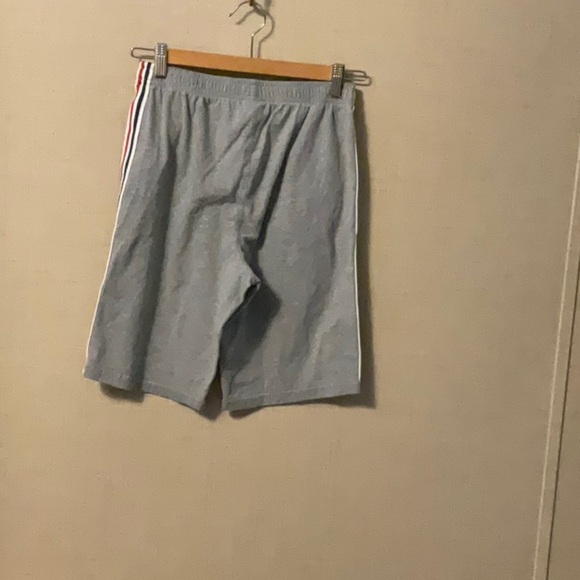 Gray Athletic Shorts with Red Stripes and Drawstring Waist - Picture 2 of 6